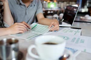 couple looking at life insurance papers